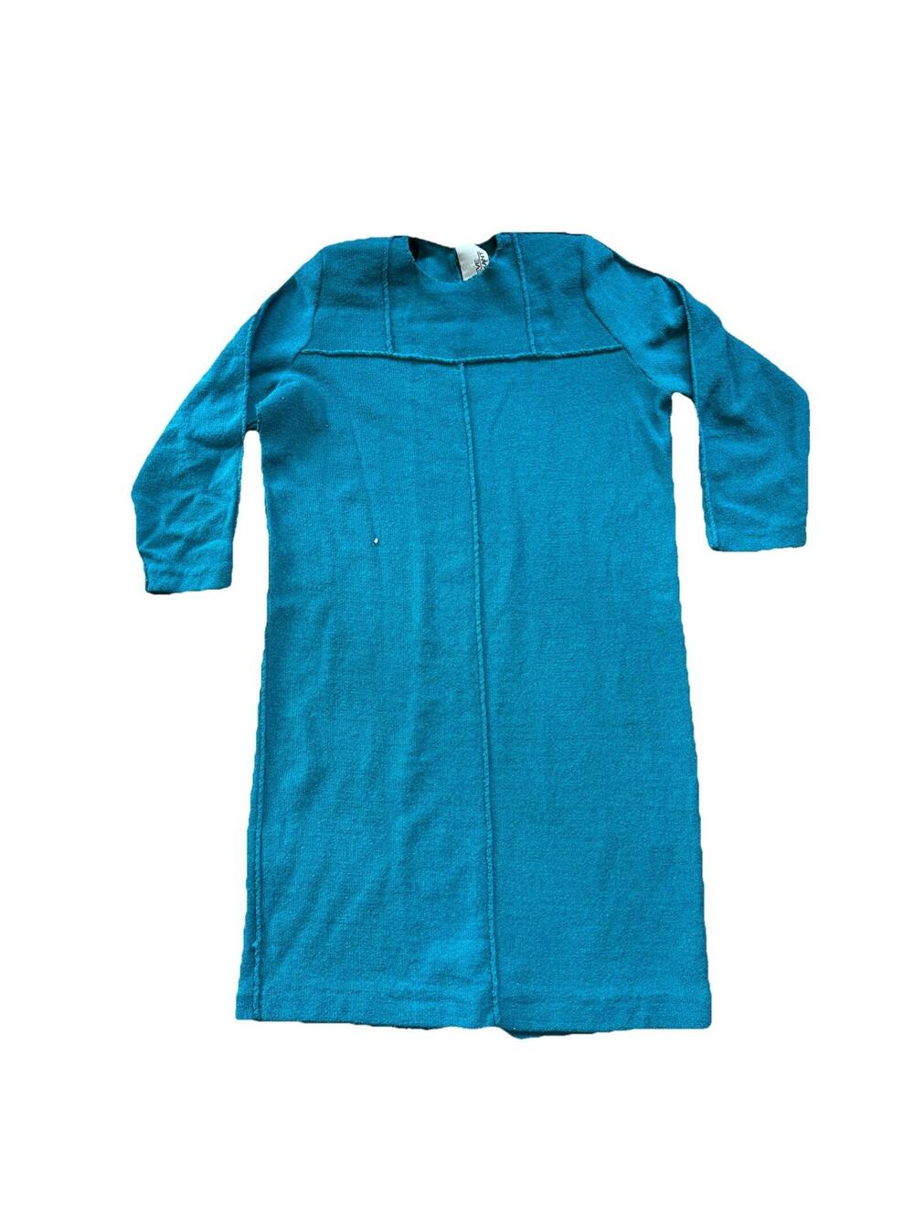 Steve Fabrikant Women Sweater Dress Teal Blue Long Sleeve Wool Rayon Size L